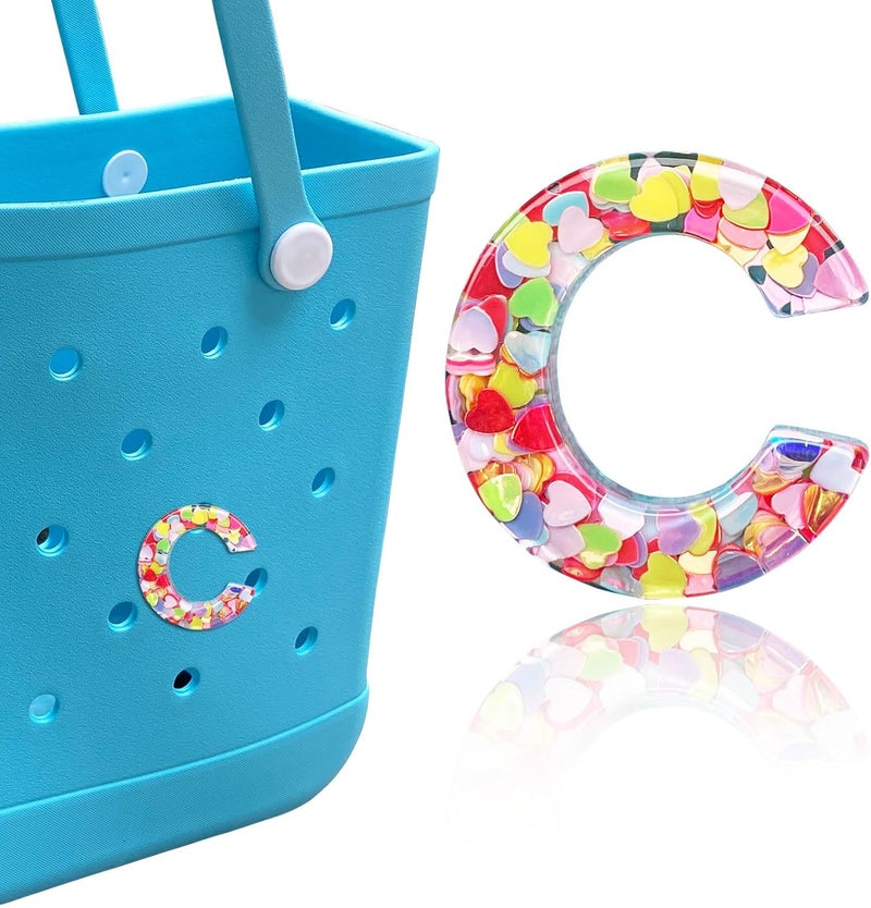HLUWA Letter Charms for Bogg and Simply Southern Bags - Alphabet Sequin Lettering Accessories, Insert Decorative Letters for Handbag, Beach Tote - Image 1